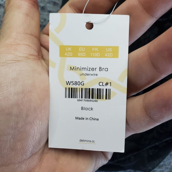 Delimira Bra Womens 42D Black Minimizer With Underwire Lace *NWT* - Picture 3 of 9